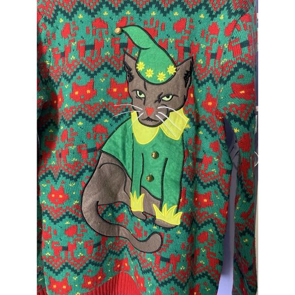 33 Degrees Ugly Christmas Sweater Grumpy Cat Bells Holiday Time Md - Picture 3 of 9